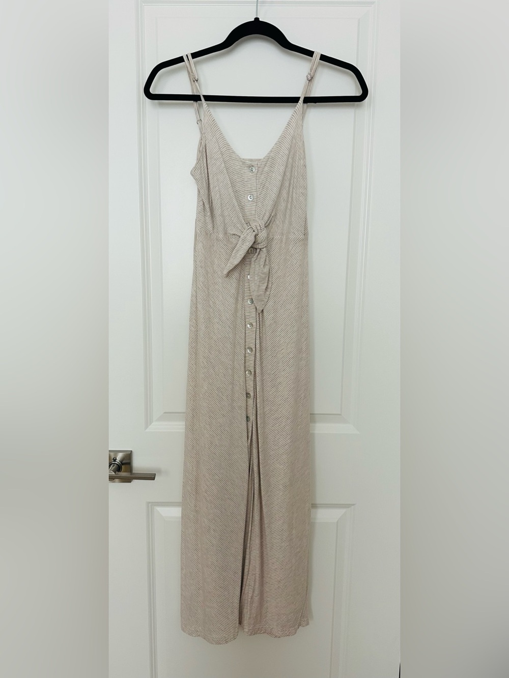 Anthropologie Saturday Sunday Neutral Tie-Front Dress with Front Buttons